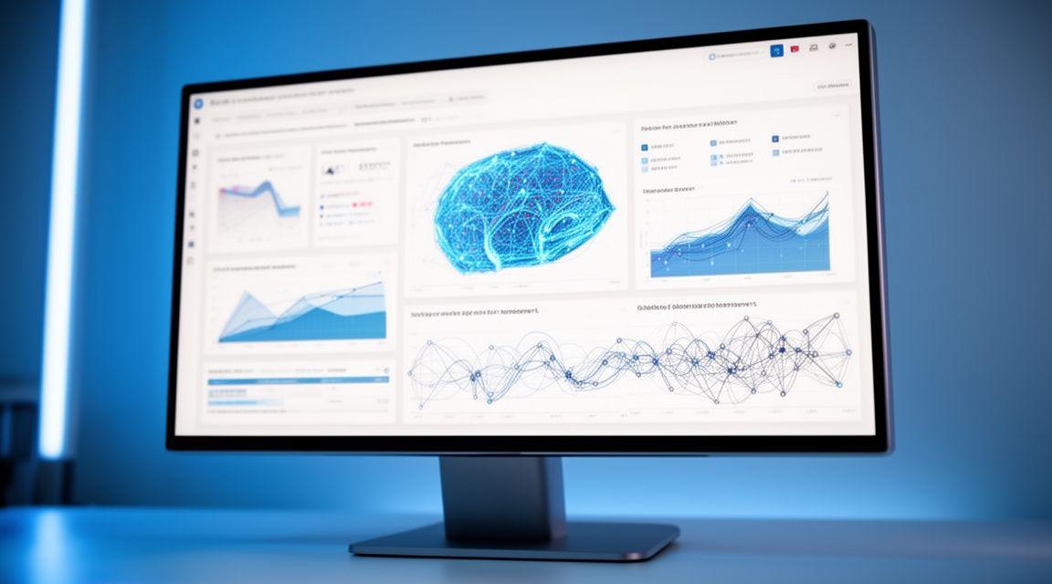 Modern AI analytics dashboard showing growth metrics and automated workflows